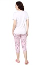 evolove Peach Round neck Stripes &amp; Ice cream Print Women's (Capri set) Night suit Get free eyemask inside of any design (White &amp; Peach, S)_NCSKN1421WE-S