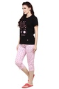 evolove Peach Round neck Stripes &amp; Ice cream Print Women's (Capri set) Night suit Get free eyemask inside of any design (White &amp; Peach, S)_NCSKN1421WE-S
