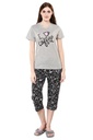 evolove Goat Grey Round Neck I love Coffee Printed (Capri Set)Get free eyemask inside of any design (Goat Grey &amp; Black)