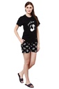 evolove Bold Black Round Neck Panda Printed (Shorts Set)Get free eyemask inside of any design (Bold Black)