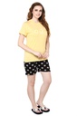 evolove Buttercup Round Neck Flower print Women's (Shorts set) Get free eyemask inside of any design (Yellow &amp; Black)