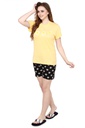 evolove Buttercup Round Neck Flower print Women's (Shorts set) Get free eyemask inside of any design (Yellow &amp; Black)