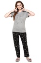 evolove Castor Grey Round Neck Galaxy print Women's (Pajama set) Get free eyemask inside of any design (Grey &amp; Black)