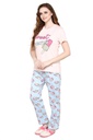 evolove Pearl White Round Neck Oreo print Women's (Shorts set), (White &amp; Pink)