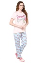 evolove Pearl White Round Neck Oreo print Women's (Shorts set), (White &amp; Pink)