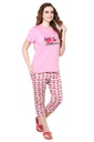 evolove Prism Pink Round Neck Watermelon print Women's (Pajama set), (Prism Pink &amp; Cameo Green)