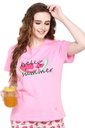 evolove Prism Pink Round Neck Watermelon print Women's (Pajama set), (Prism Pink &amp; Cameo Green)