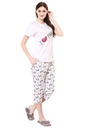 evolove Prism Pink Round Neck Watermelon print Women's (Pajama set), (Prism Pink &amp; Cameo Green)