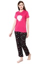 evolove Prism Pink Round Neck Watermelon print Women's (Pajama set), (Prism Pink &amp; Cameo Green)