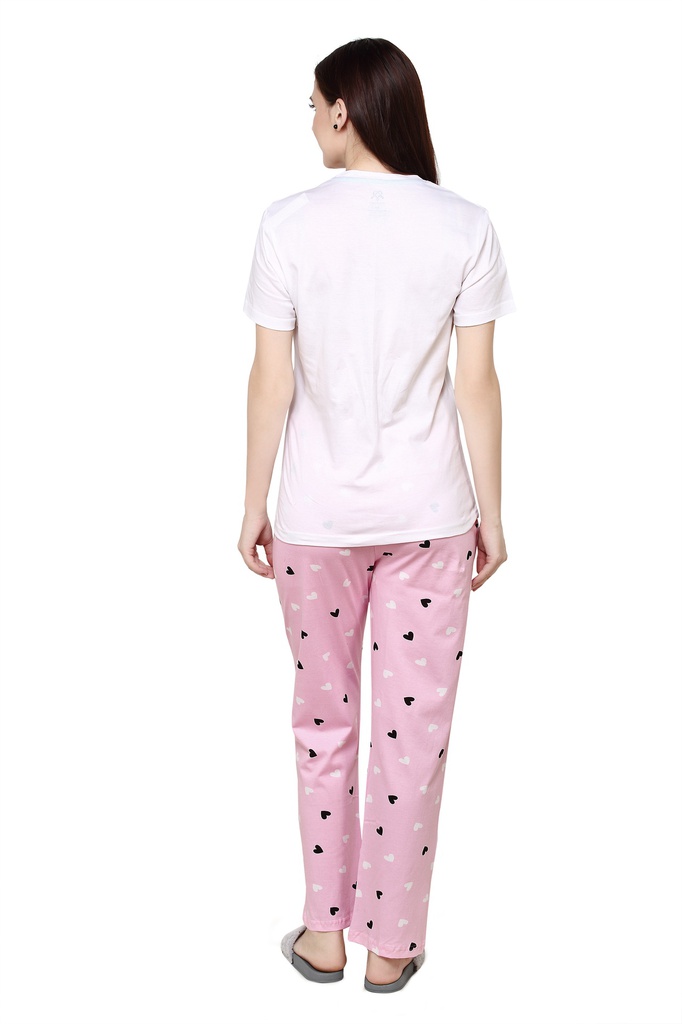 evolove Prism Pink Round Neck Watermelon print Women's (Pajama set), (Prism Pink &amp; Cameo Green)