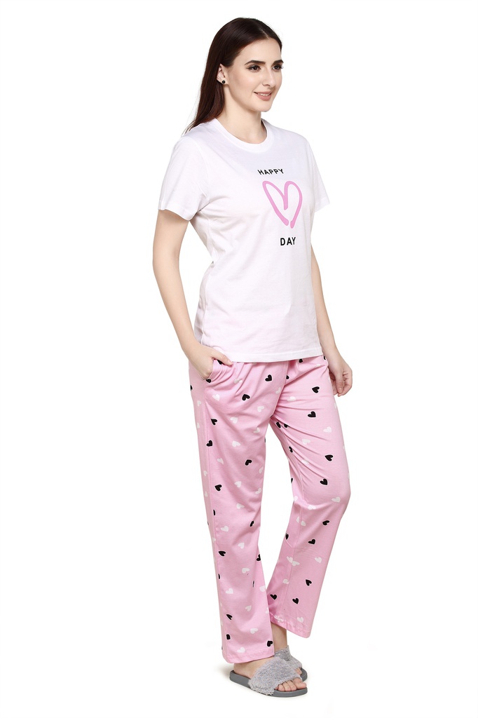 evolove Prism Pink Round Neck Watermelon print Women's (Pajama set), (Prism Pink &amp; Cameo Green)