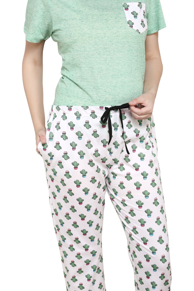 evolove Prism Pink Round Neck Watermelon print Women's (Pajama set), (Prism Pink &amp; Cameo Green)