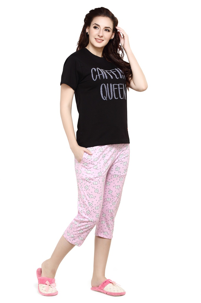 evolove Prism Pink Round Neck Watermelon print Women's (Pajama set), (Prism Pink &amp; Cameo Green)