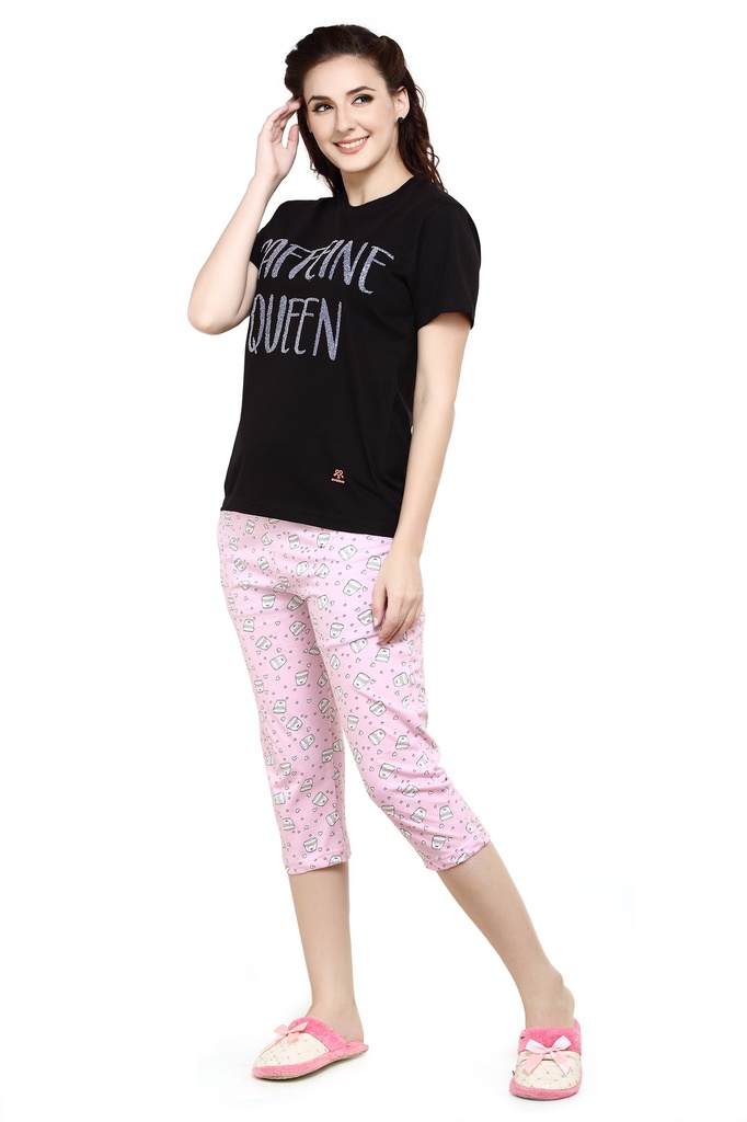 evolove Prism Pink Round Neck Watermelon print Women's (Pajama set), (Prism Pink &amp; Cameo Green)