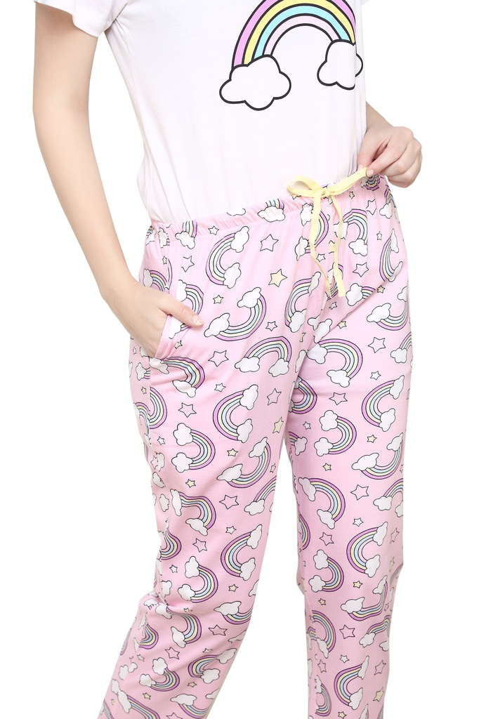 evolove Prism Pink Round Neck Watermelon print Women's (Pajama set), (Prism Pink &amp; Cameo Green)