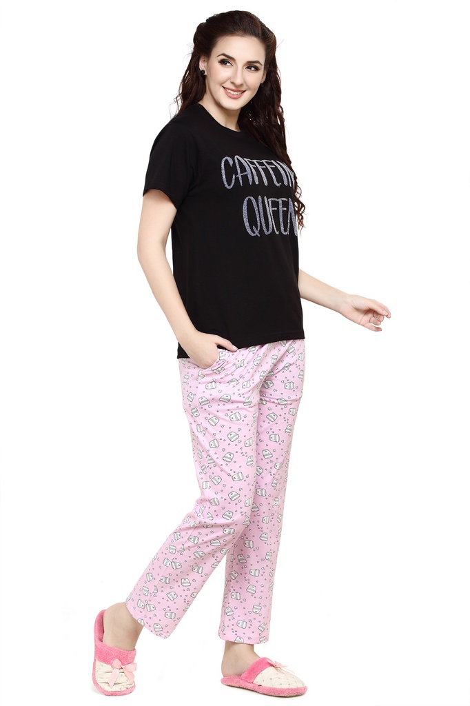 evolove Prism Pink Round Neck Watermelon print Women's (Pajama set), (Prism Pink &amp; Cameo Green)