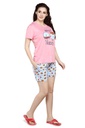 evolove Prism Pink Round Neck Watermelon print Women's (Pajama set), (Prism Pink &amp; Cameo Green)