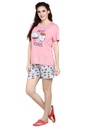 evolove Prism Pink Round Neck Watermelon print Women's (Pajama set), (Prism Pink &amp; Cameo Green)