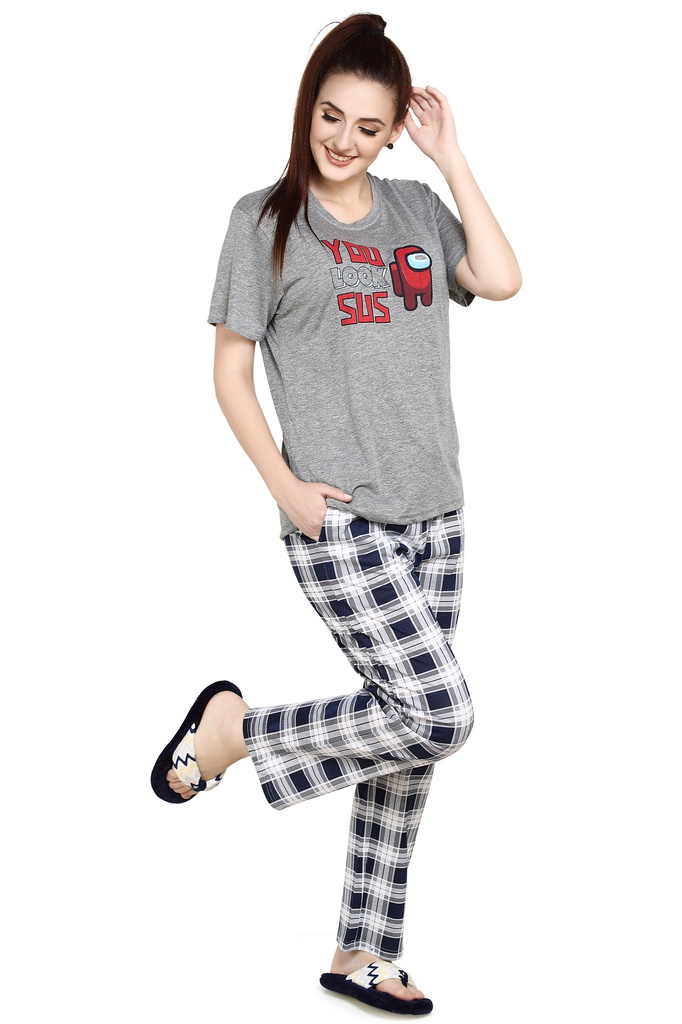 evolove Women's Hosiery Cotton Printed Pajama set (nightsuit set)  of any design (Pyjama Set