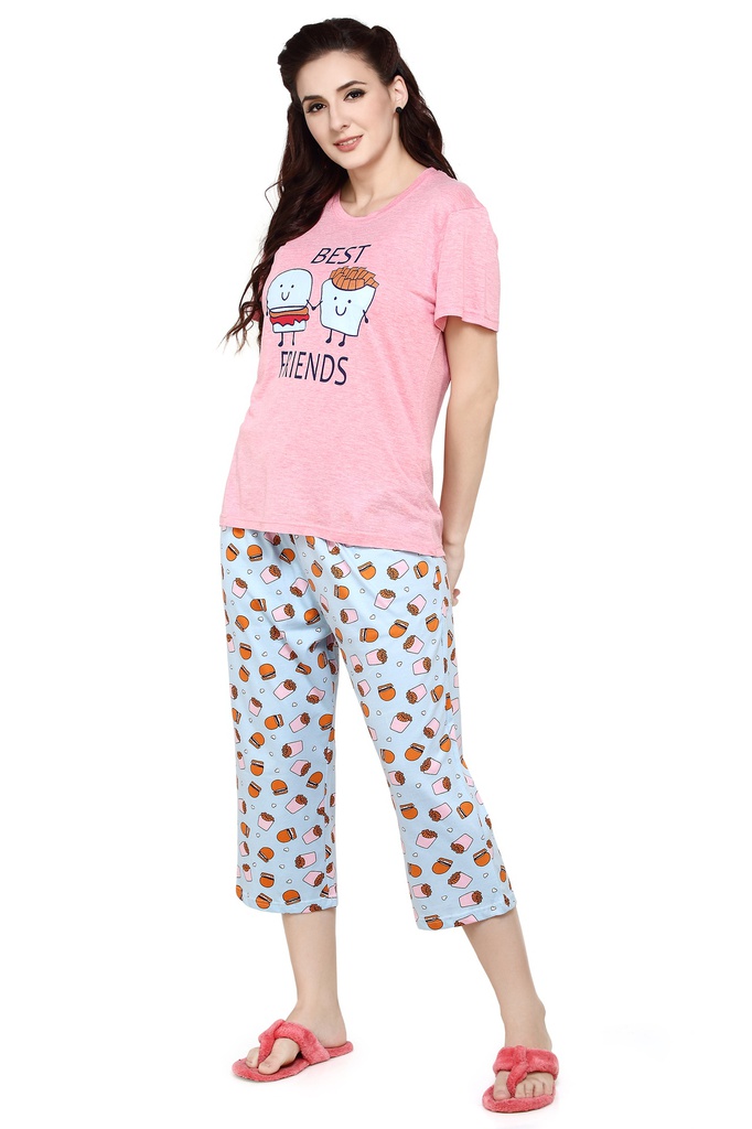 evolove Women's Hosiery Cotton Printed Pajama set (nightsuit set)  of any design (Pyjama Set