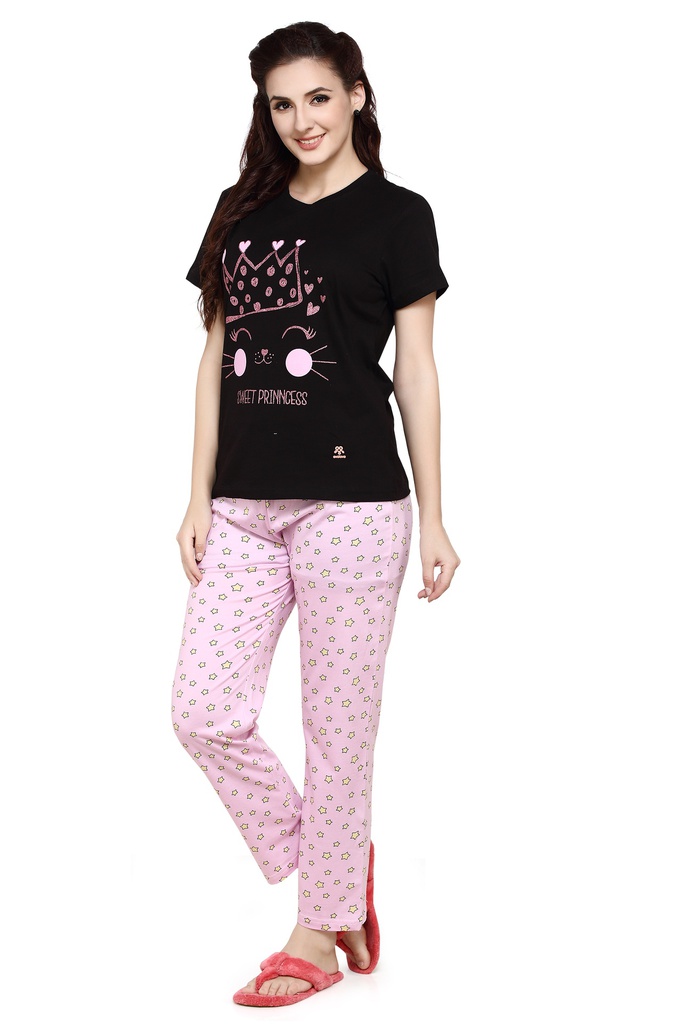 evolove Women's Hosiery Cotton Printed Pajama set (nightsuit set)  of any design (Pyjama Set