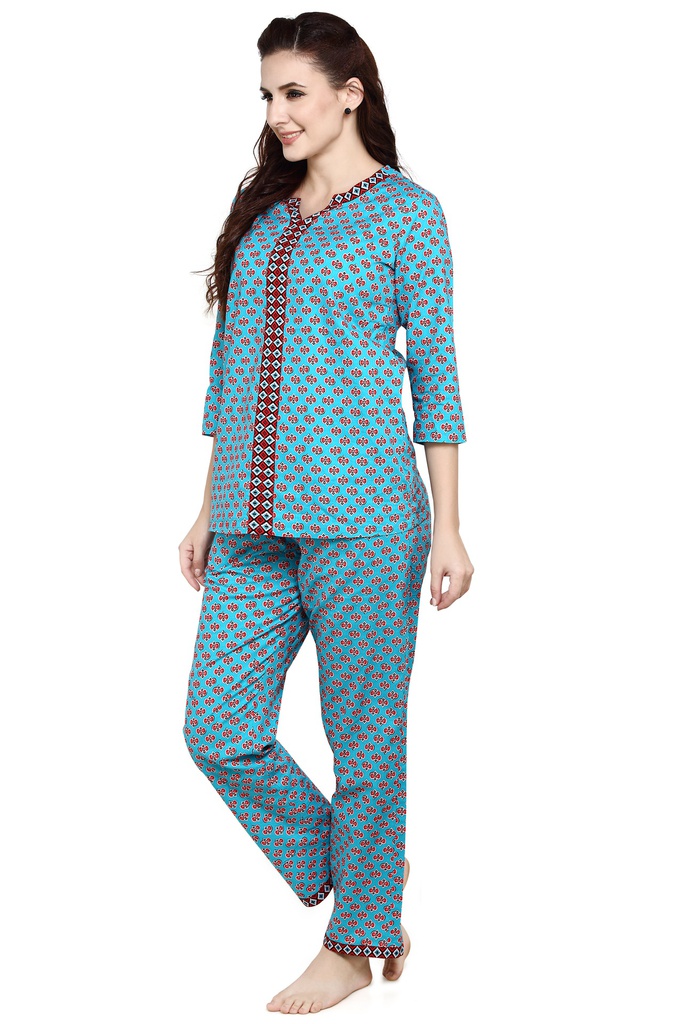 evolove Women's Hosiery Cotton Printed Pajama set (nightsuit set)  of any design (Pyjama Set