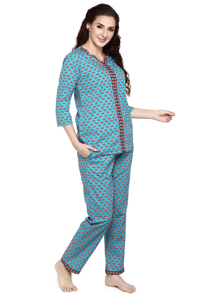 evolove Women's Hosiery Cotton Printed Pajama set (nightsuit set)  of any design (Pyjama Set