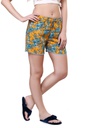 evolove Women's Rayon Printed Mustard Shorts