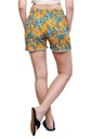 evolove Women's Rayon Printed Mustard Shorts