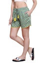 evolove Women's Rayon Printed Green Shorts