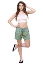 evolove Women's Rayon Printed Green Shorts