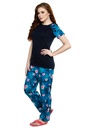 evolove Women's Knitted Midnight sack Print crop top &amp; Plain Pajama Night suit (Pajama Set)  