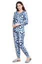 evolove Navy Women's 100% cotton tie and die Tracksuit (Night Suit)- super comfortable