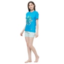 Evolove by pdpm Women's Hosiery cotton Half Sleeve T-shirt &amp; Printed  Shorts Set / Night suit / Lounge wear (Colour - Blue &amp; Printed  Light Blue)