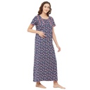 evolove Women's Printed Cotton Long nighty (Nightgown)