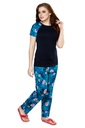 evolove Women's Knitted Midnight sack Print crop top &amp; Plain Pajama Night suit (Pajama Set)  