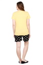 Evolove Buttercup Round Neck Flower Print Women's (Shorts Set), (Yellow &amp; Black) Get Free Eyemask Inside of Any Design