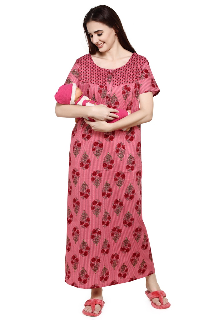 Long Night Gown Cotton Maternity