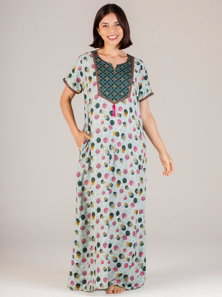 Long Night Gown Rayon EMB 