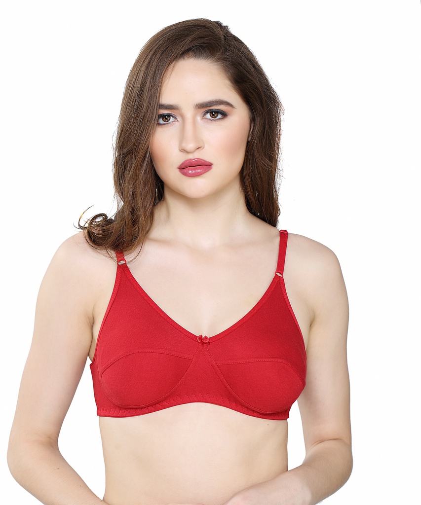 PDPM Hosiery Rich Cotton Knitted Stitched Red Petal Bra