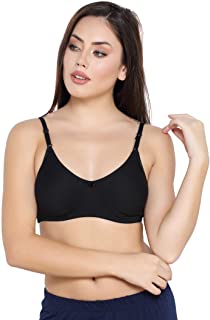 PDPM Moulded Hosiery Rich Cotton Knitted Wirefree Black Non-Padded T-Shirt Bra