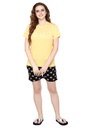 evolove Buttercup Round Neck Flower print Women's (Shorts set), (Yellow &amp; Black) Get free eyemask inside of any design