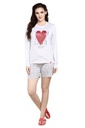 evolove Ground Grey Round neck Hearts Print Women's (Shorts set) Night suit  of any design (Ground Grey