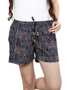 evolove Women's Cotton Printed Shorts (Navy)