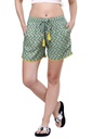 evolove Women's Rayon Printed Green Shorts