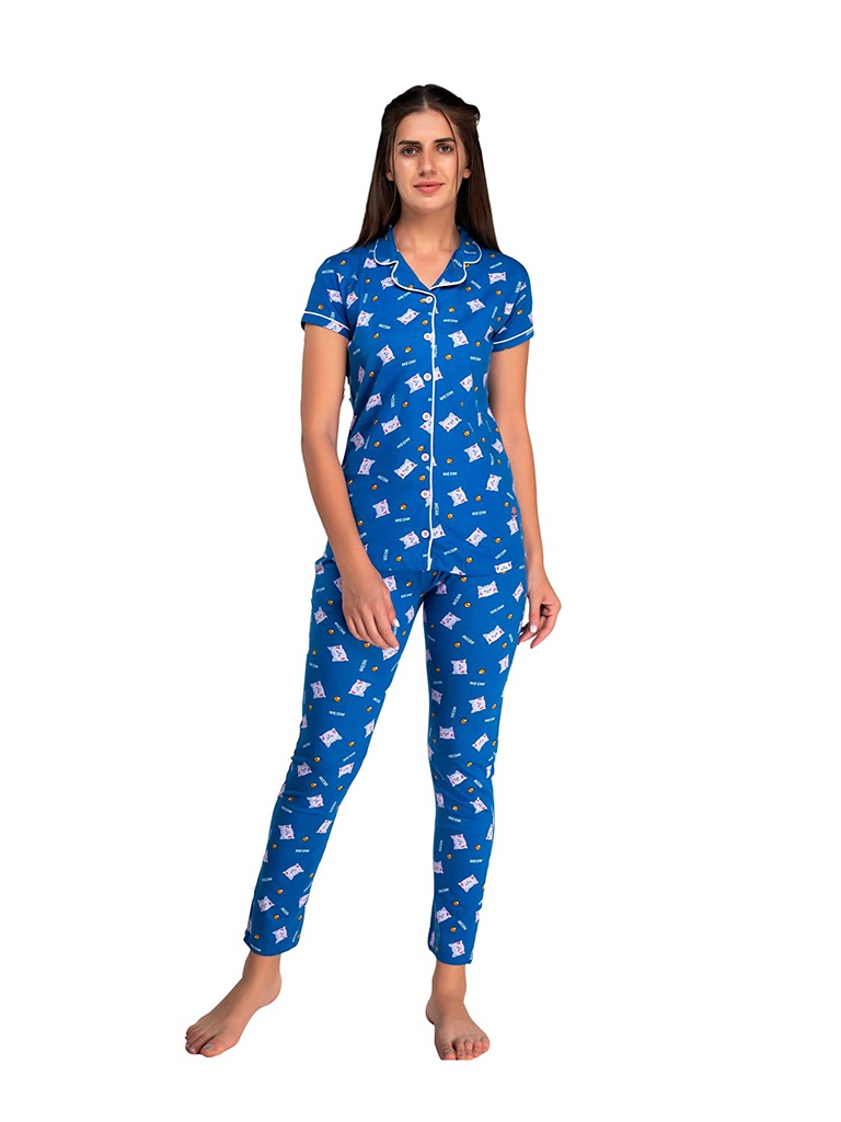 evolove Women's 100% Cotton Shirt &amp; Pajama Nightsuit set - Loungewear ,Best fit ,Our most comfortable ,pajama set ,super soft fabric